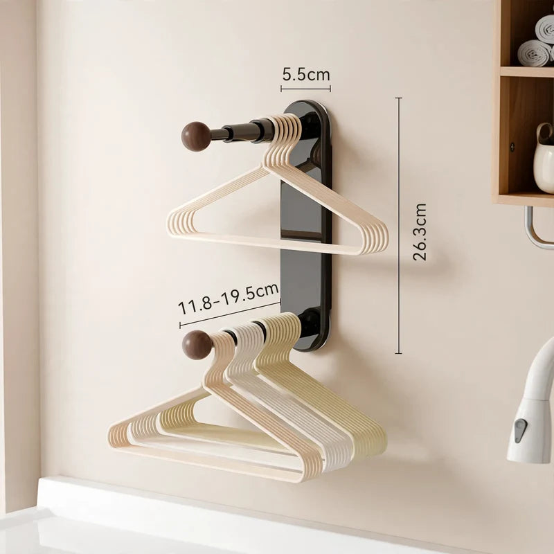 Wall-Mounted Laundry Hanger Extendable No-Drill Installation