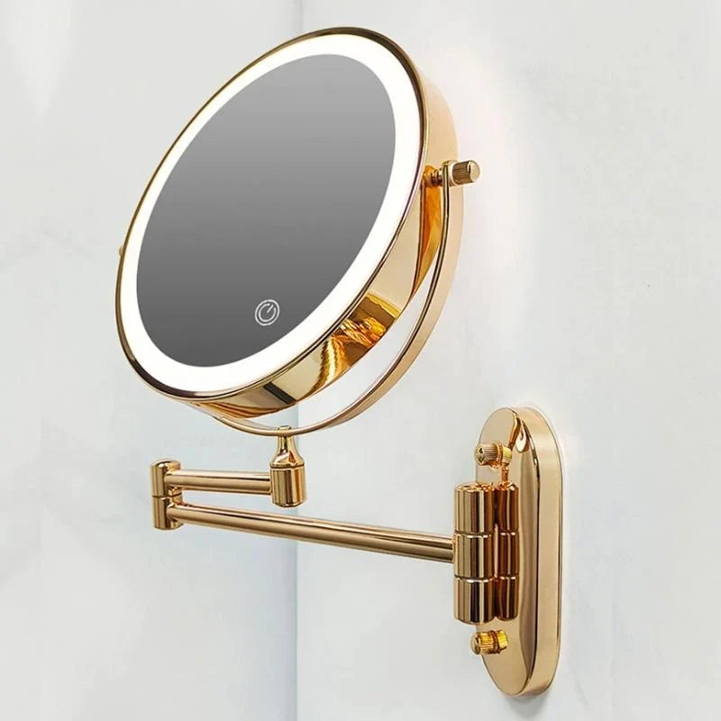 Wall-Mounted Makeup Mirror LED Magnifying Swivel Arm