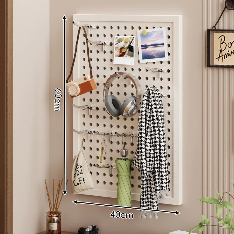 Wall-Mounted Pegboard Organizer Modular Grid 10 Hooks Included