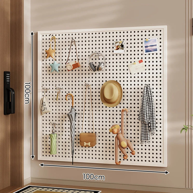 Wall-Mounted Pegboard Organizer Modular Grid 10 Hooks Included