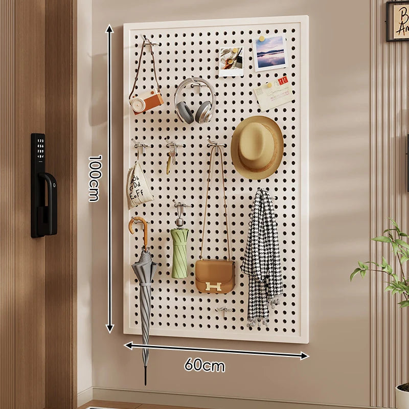 Wall-Mounted Pegboard Organizer Modular Grid 10 Hooks Included