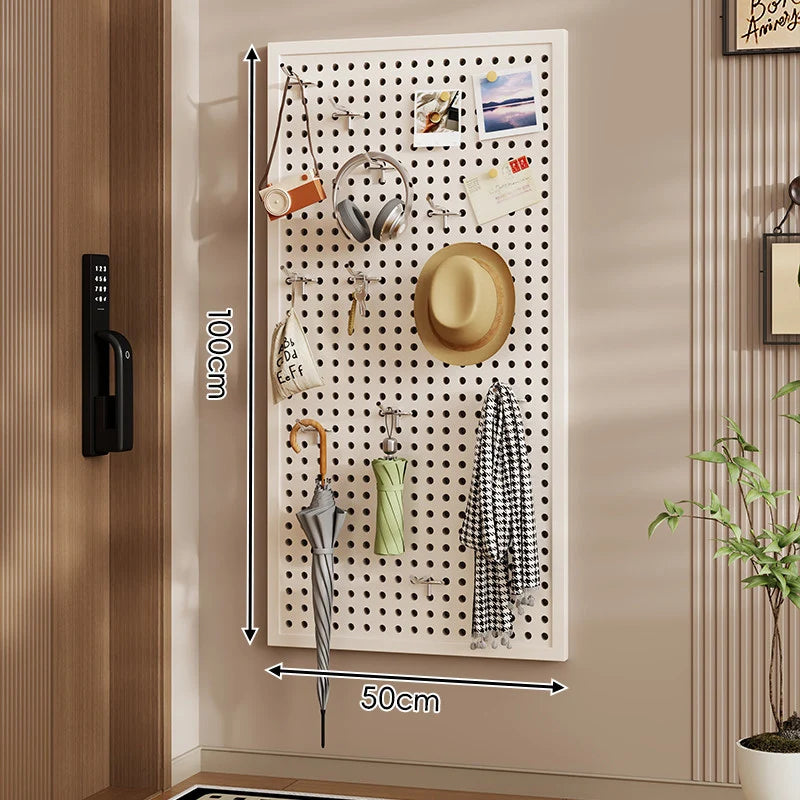 Wall-Mounted Pegboard Organizer Modular Grid 10 Hooks Included
