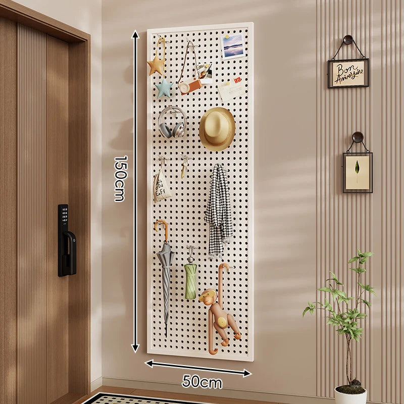 Wall-Mounted Pegboard Organizer Modular Grid 10 Hooks Included