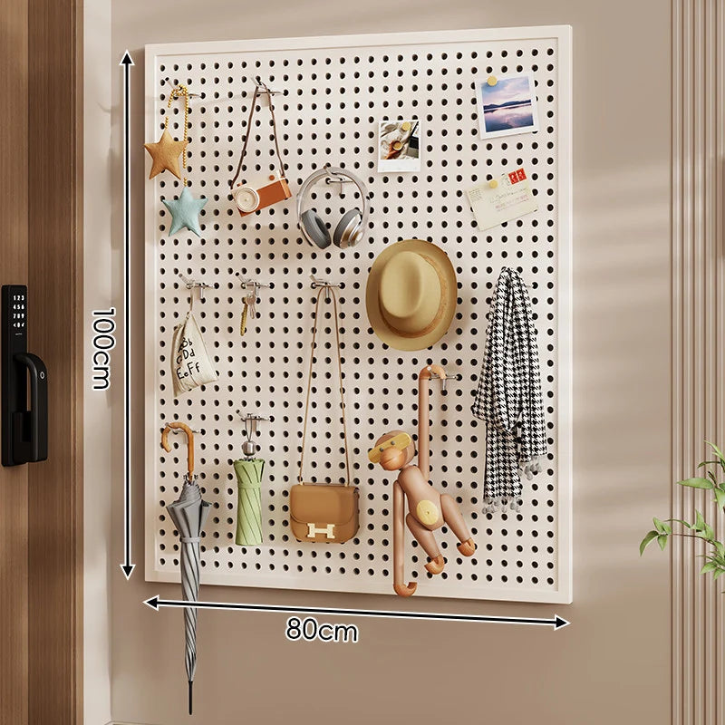 Wall-Mounted Pegboard Organizer Modular Grid 10 Hooks Included