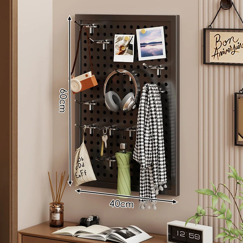 Wall-Mounted Pegboard Organizer Modular Grid 10 Hooks Included
