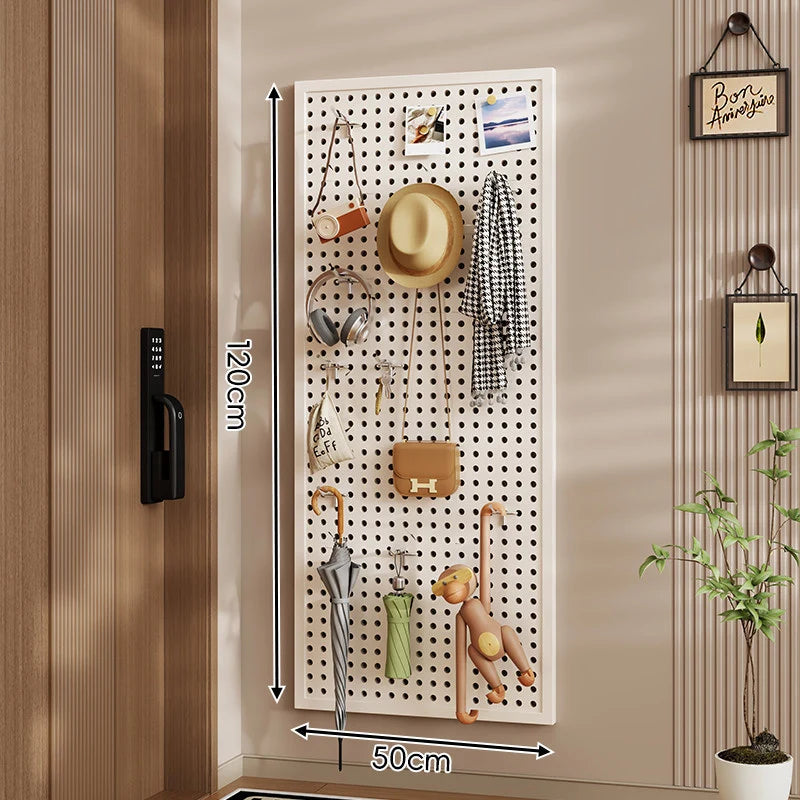 Wall-Mounted Pegboard Organizer Modular Grid 10 Hooks Included
