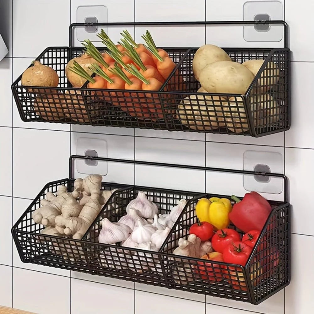 Wall-Mounted Storage Basket Stainless Steel Open Wire Space-Saving