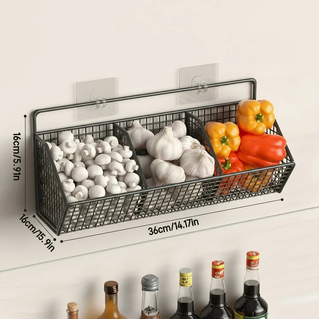 Wall-Mounted Storage Basket Stainless Steel Open Wire Space-Saving