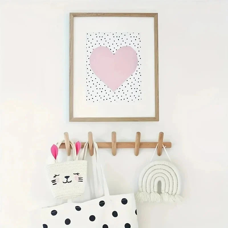 Wall Organiser Rack Solid Oak Shelf & Hooks