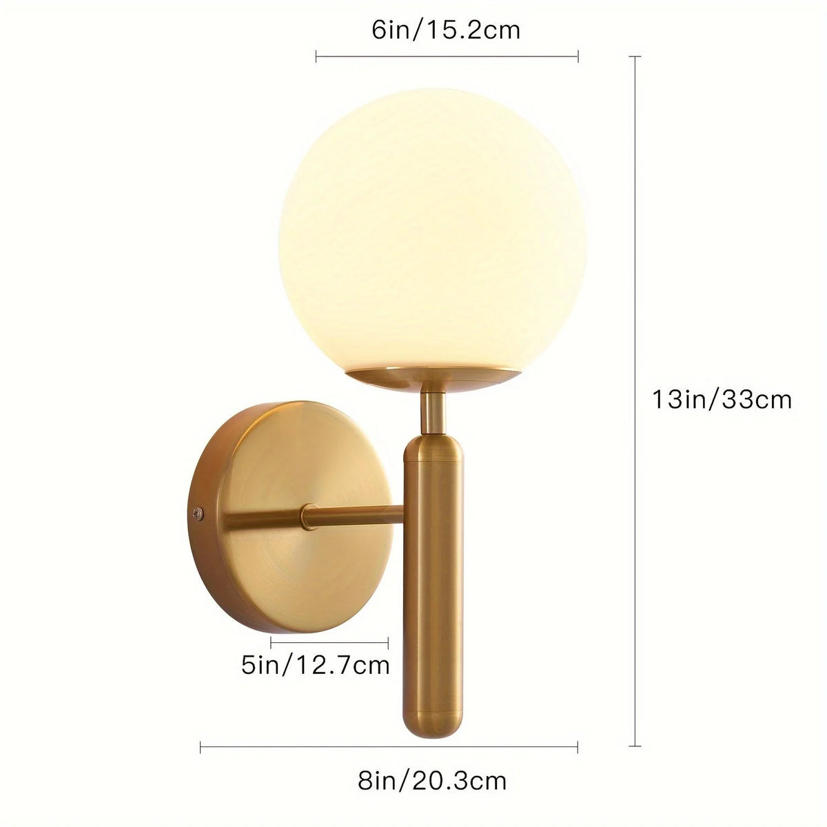 Wall Sconce Clear Glass Globe Polished Metal Backplate