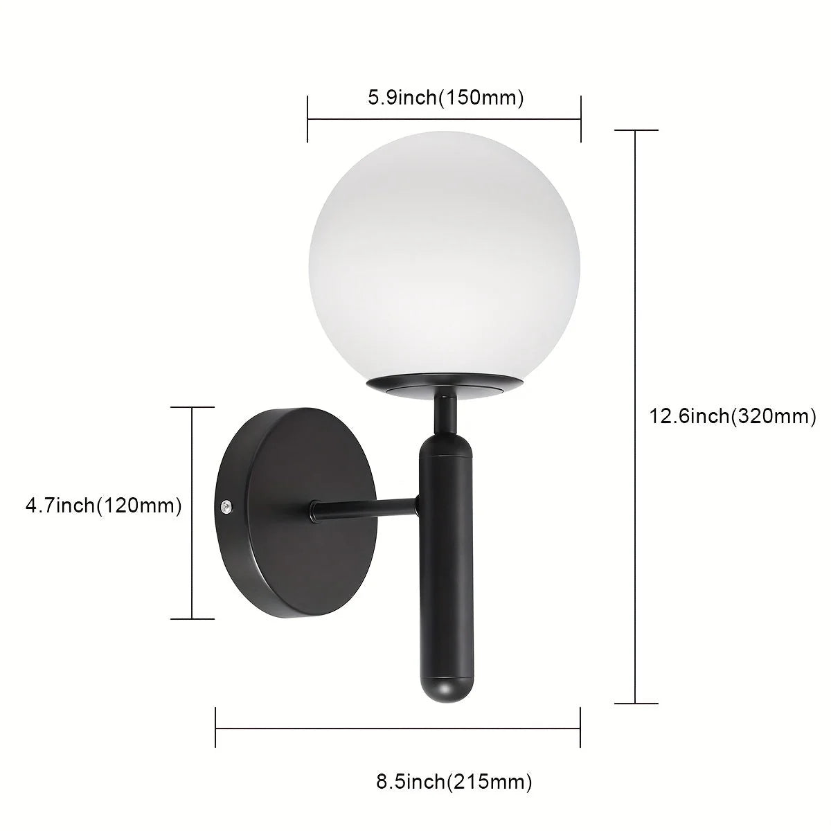 Wall Sconce Clear Glass Globe Polished Metal Backplate