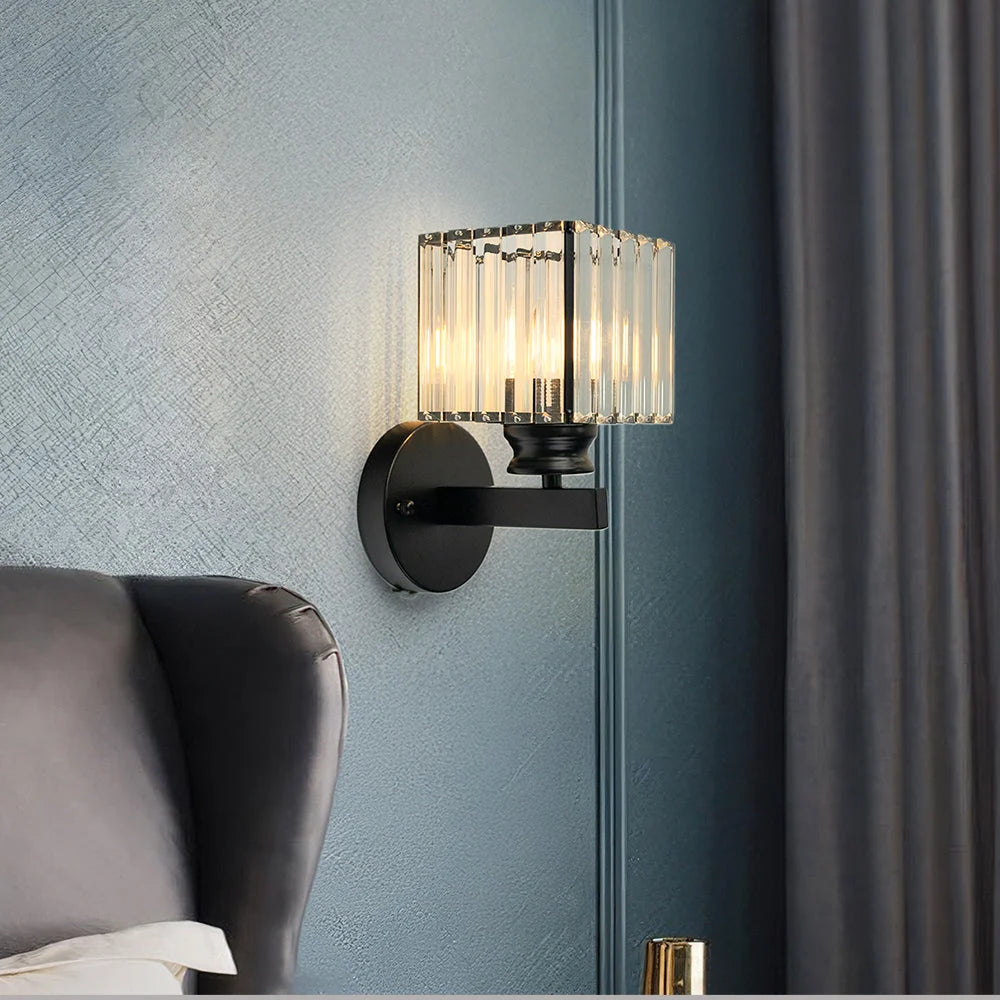 Wall Sconce Cut Crystal & Iron Frame