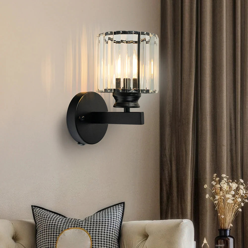 Wall Sconce Cut Crystal & Iron Frame