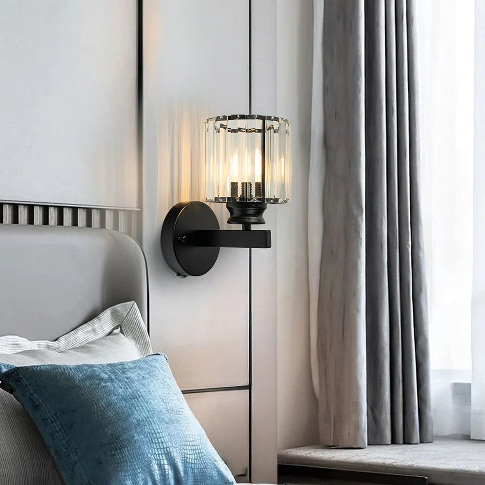 Wall Sconce Cut Crystal & Iron Frame