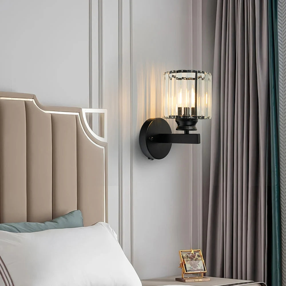 Wall Sconce Cut Crystal & Iron Frame