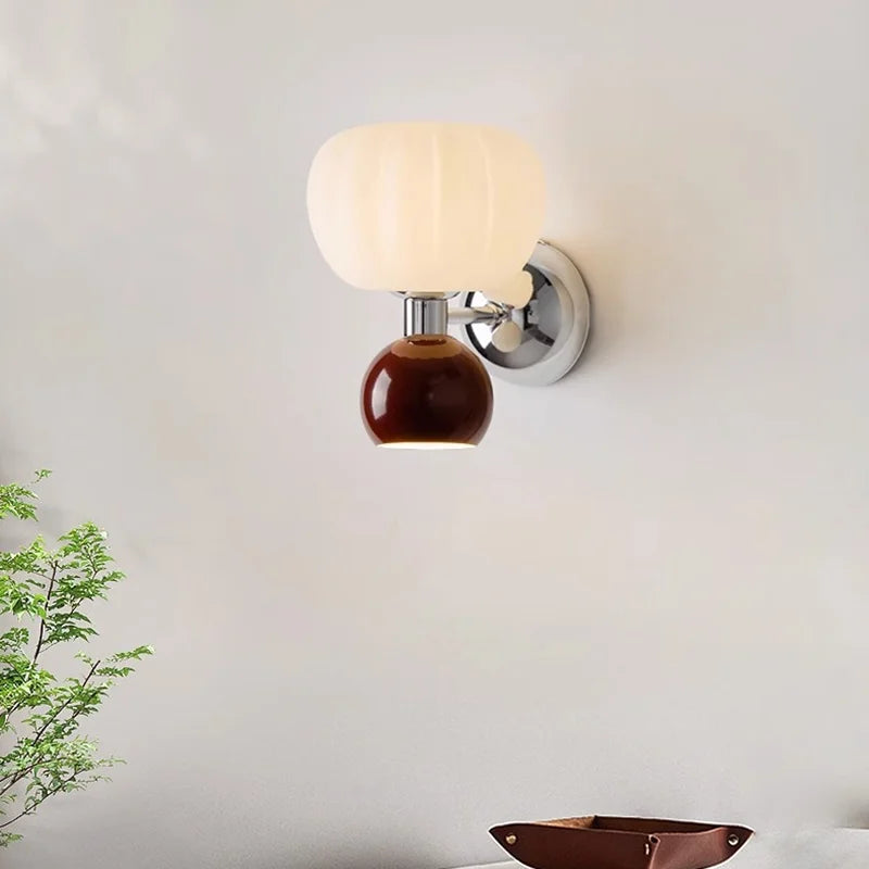 Wall Sconce Ribbed Fluted Glass Slim Metal Collar