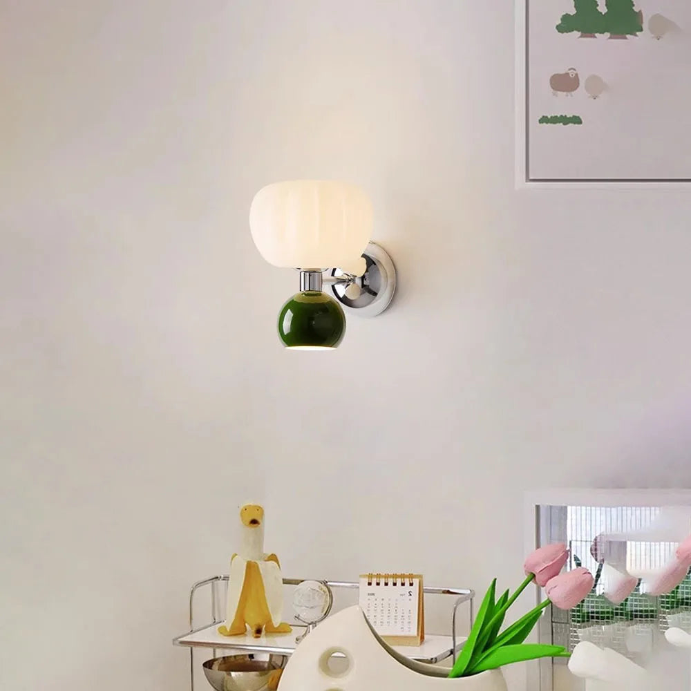Wall Sconce Ribbed Fluted Glass Slim Metal Collar