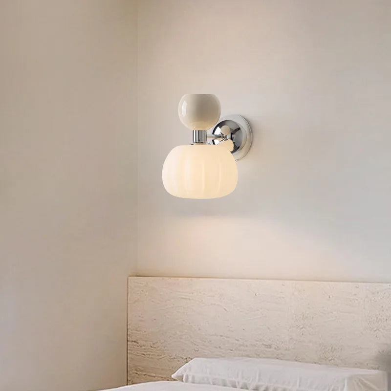 Wall Sconce Ribbed Fluted Glass Slim Metal Collar