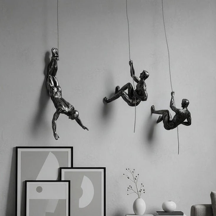 Wall Sculpture Synthetic Resin Climbing Figure hinged?