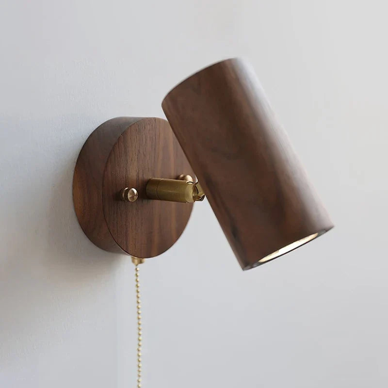 Wall Spotlight Walnut Integrated LED Adjustable Pivot