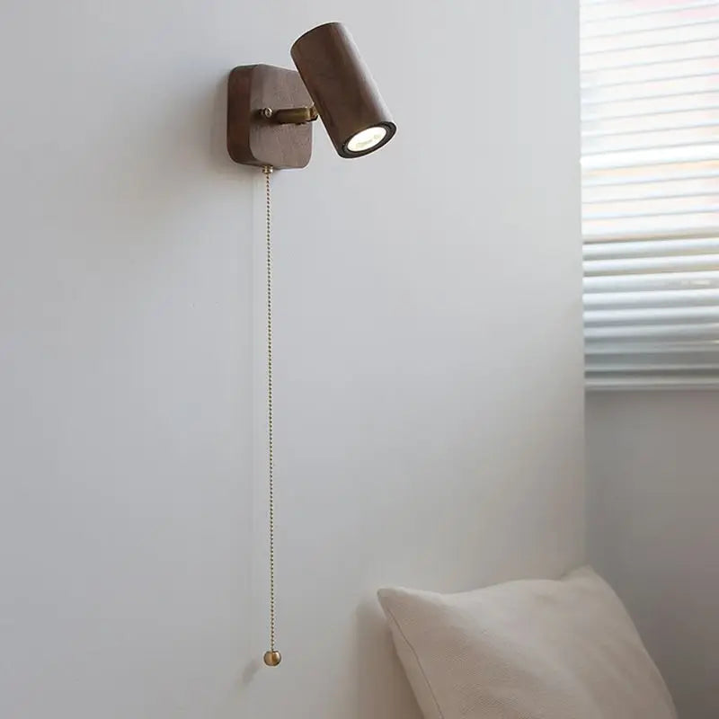 Wall Spotlight Walnut Integrated LED Adjustable Pivot