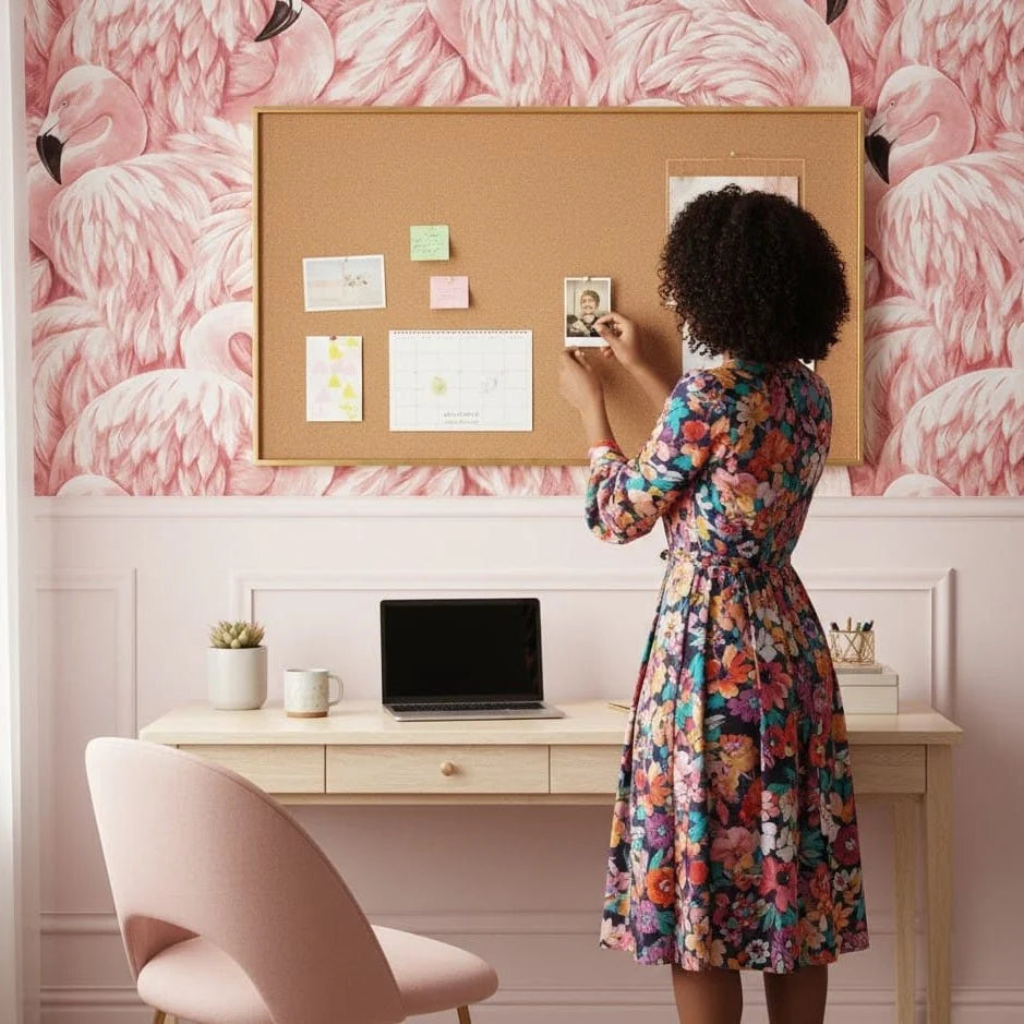 Wallpaper Pink Flamingo Vinyl Wipeable UV-Resistant Roll