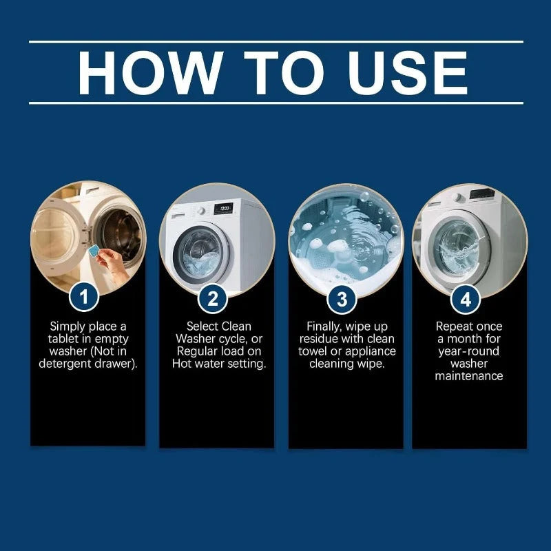 Washing Machine Cleaner Tablets Pet Hair & Odor Control