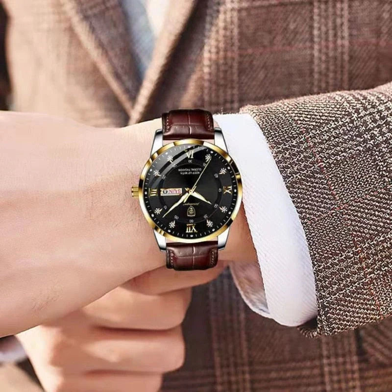 Watch Luminous Hands & Markers Stainless Steel Water-Resistant 98 Ft