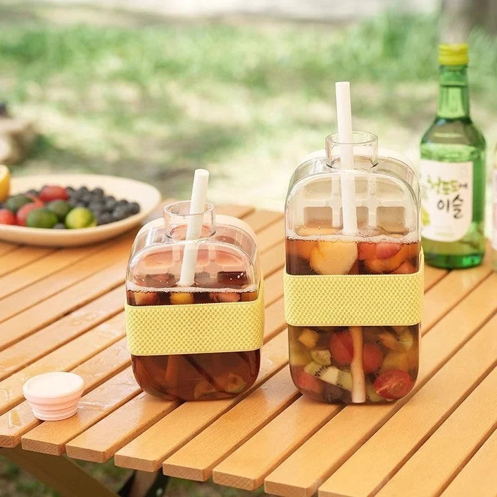 Water Bottle 2-in-1 Ice Maker With Straw