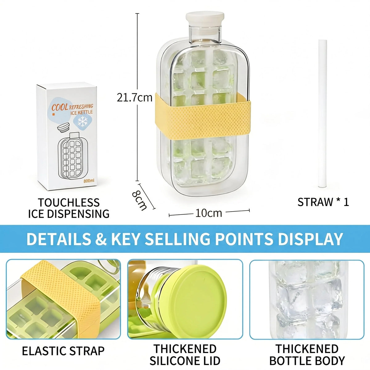 Water Bottle 2-in-1 Ice Maker With Straw