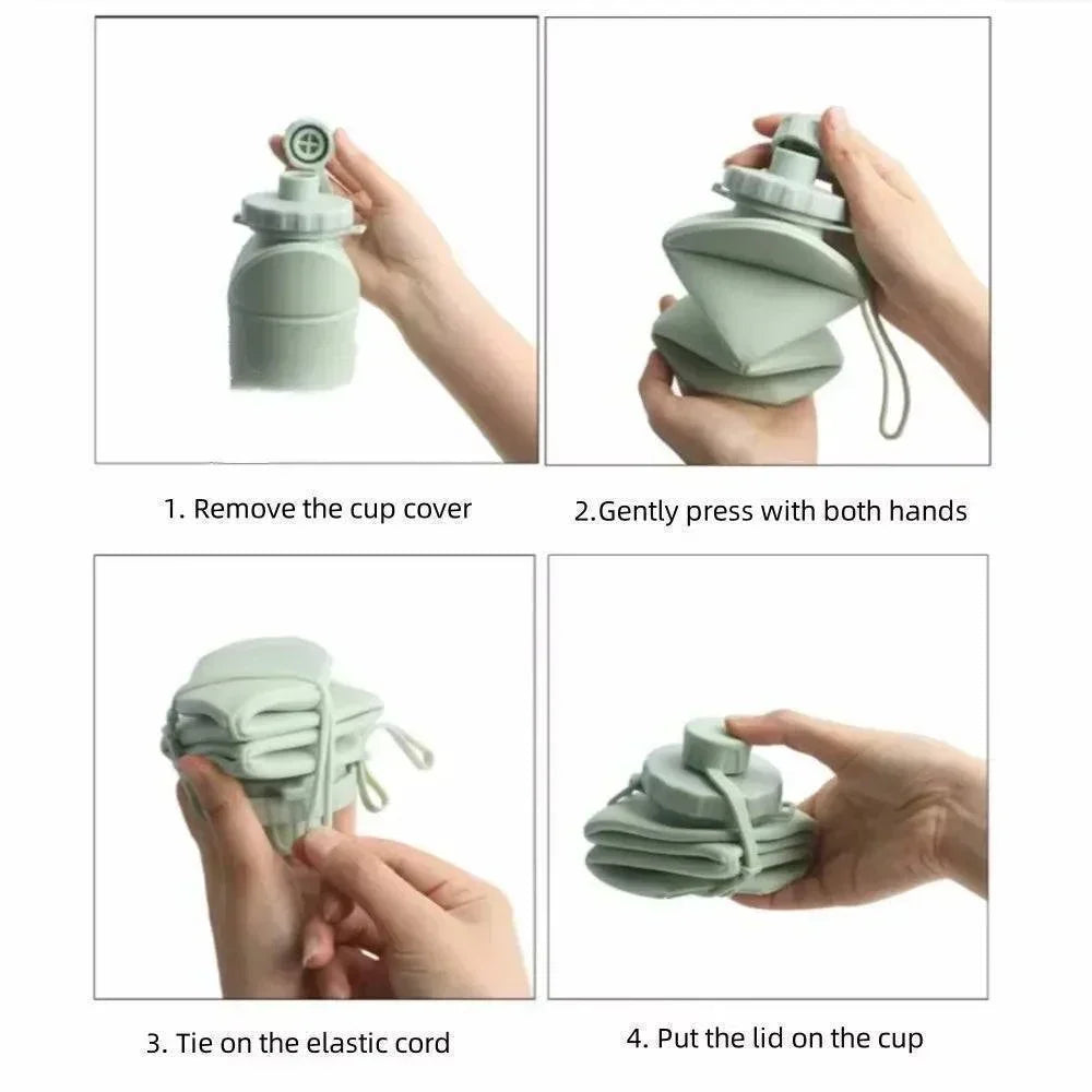 Water Bottle Collapsible Silicone Leakproof 20.3 Oz