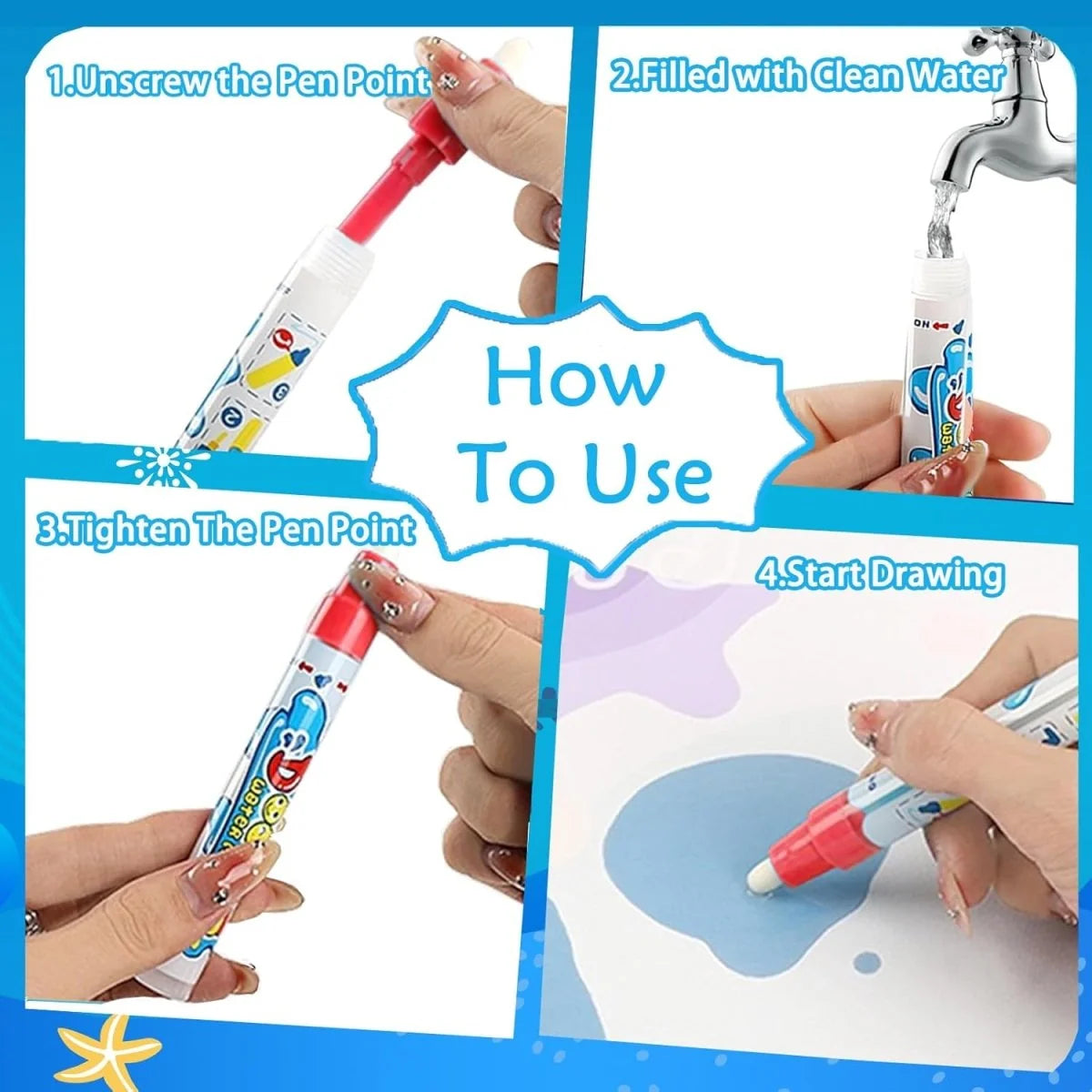 Water Drawing Mat Reusable Water-Only Quick-Drying