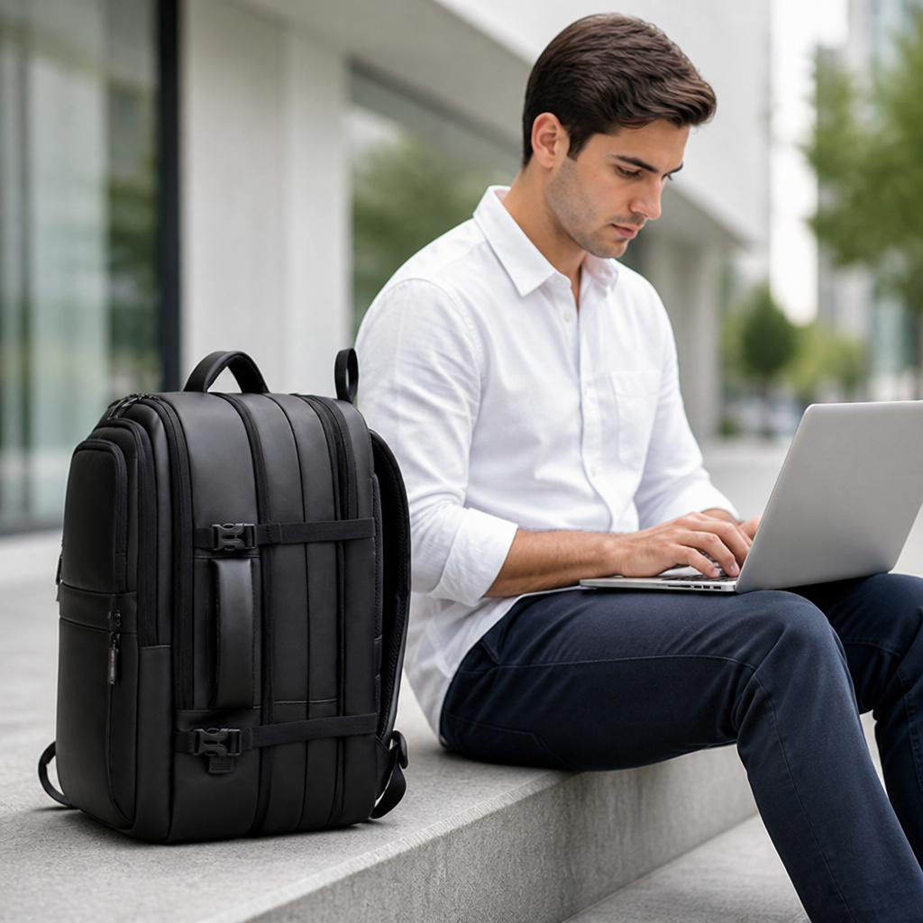 Water-Resistant Commuter Backpack With Laptop Compartment