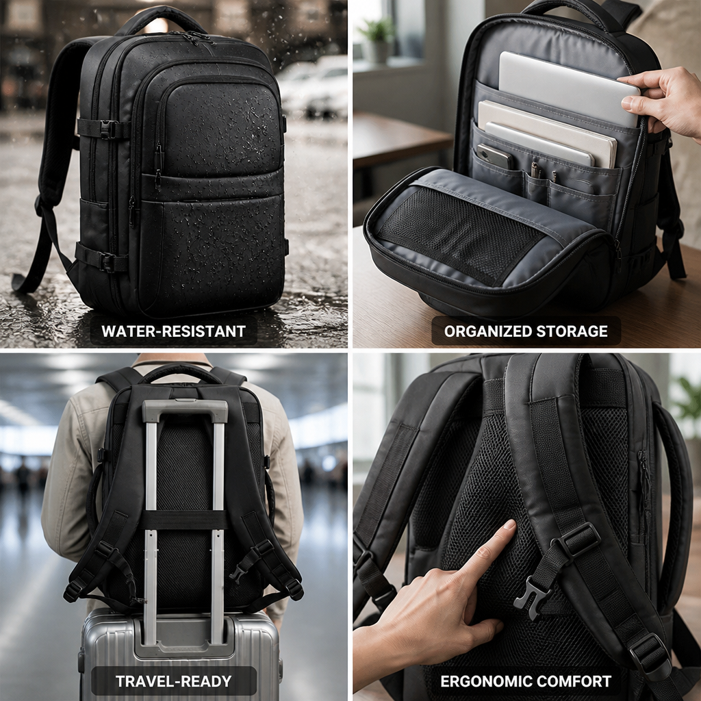 Water-Resistant Commuter Backpack With Laptop Compartment
