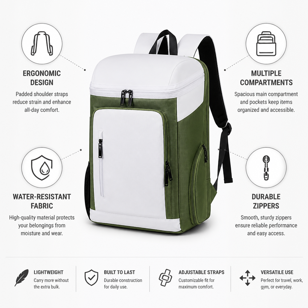 Water-Resistant Ergonomic Backpack (Multiple Compartments)