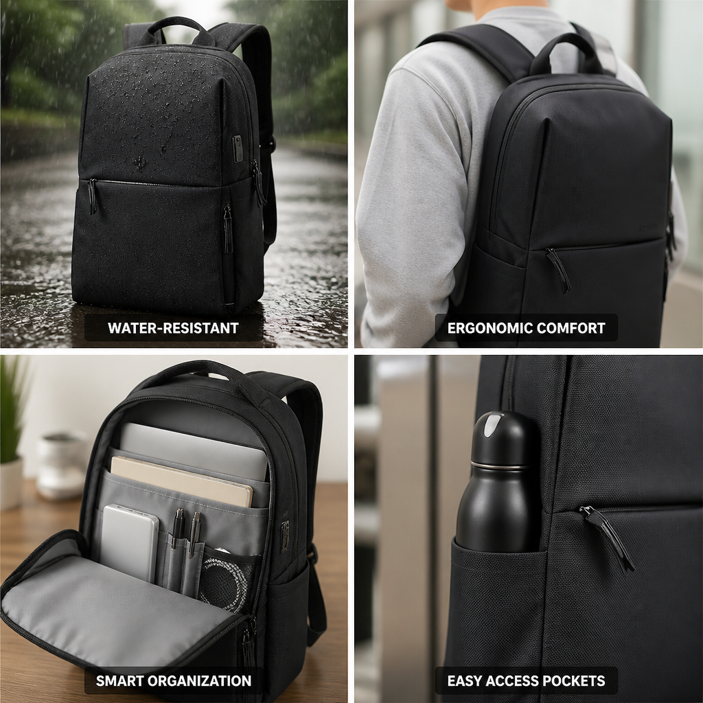 Water-Resistant Ergonomic Commuter Backpack