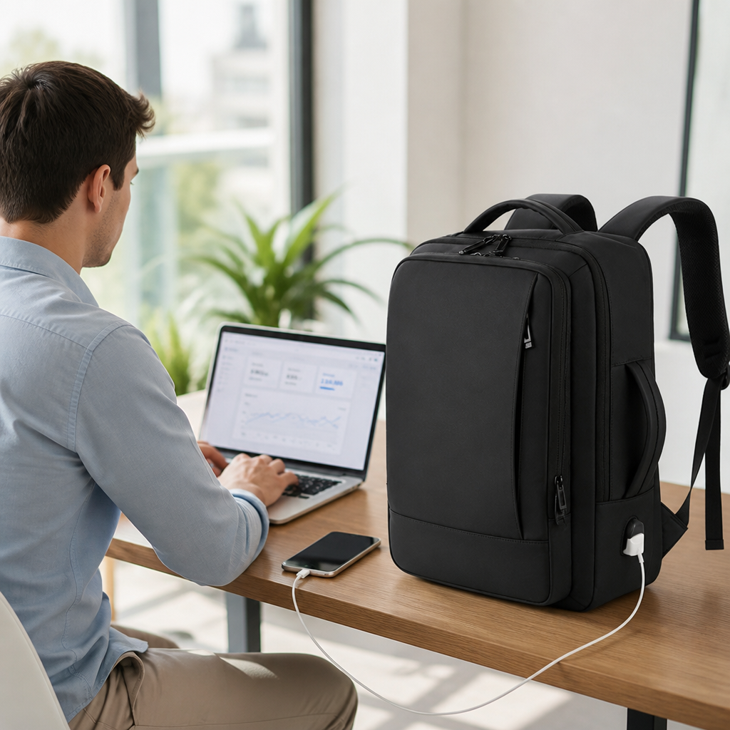 Water-Resistant Ergonomic Laptop Backpack (USB Charging Port)
