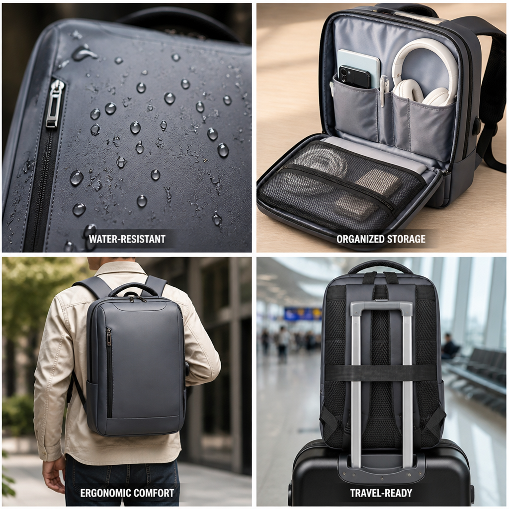 Water-Resistant Ergonomic Laptop Travel Backpack