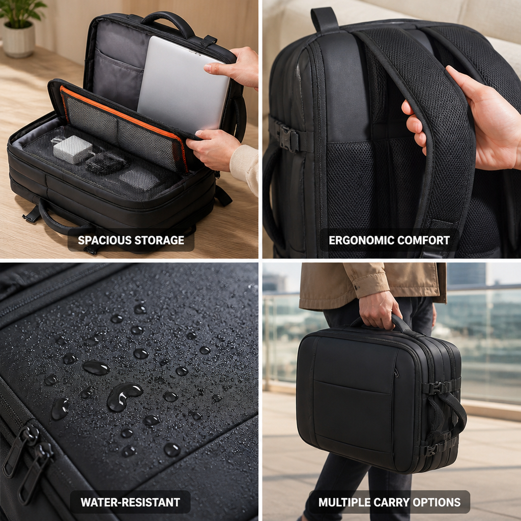 Water-Resistant Ergonomic Multi-Pocket Backpack