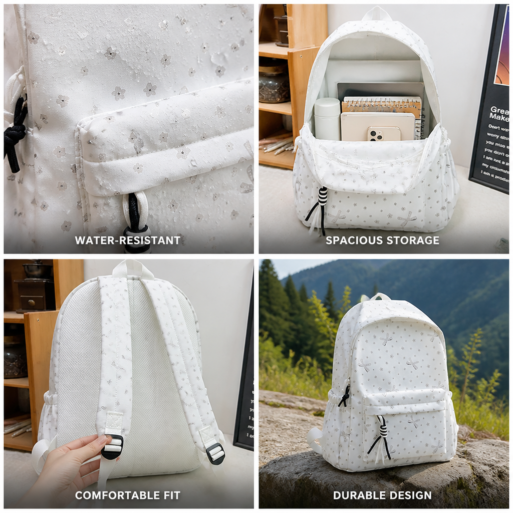 Water-Resistant Floral Backpack (Padded Straps)
