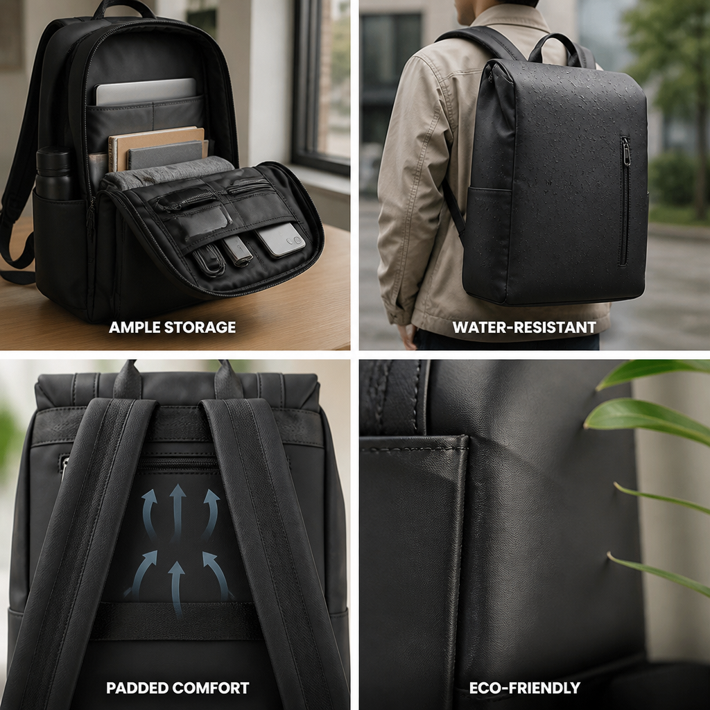 Water-Resistant Laptop-Friendly Commuter Backpack