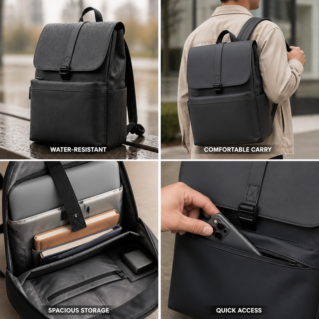 Water-Resistant Minimalist Laptop-Friendly Backpack