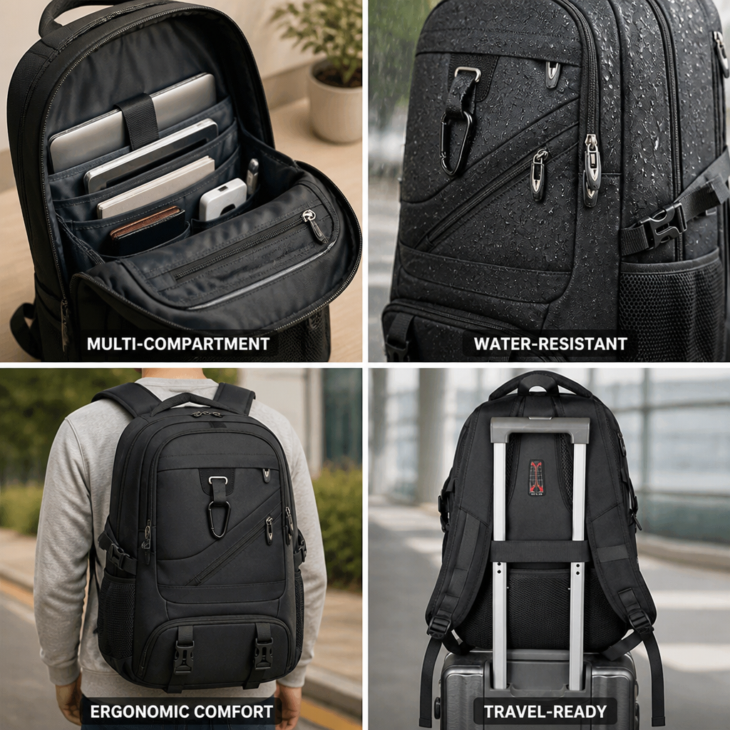 Water-Resistant Multi-Compartment Backpack (Laptop Compartment)