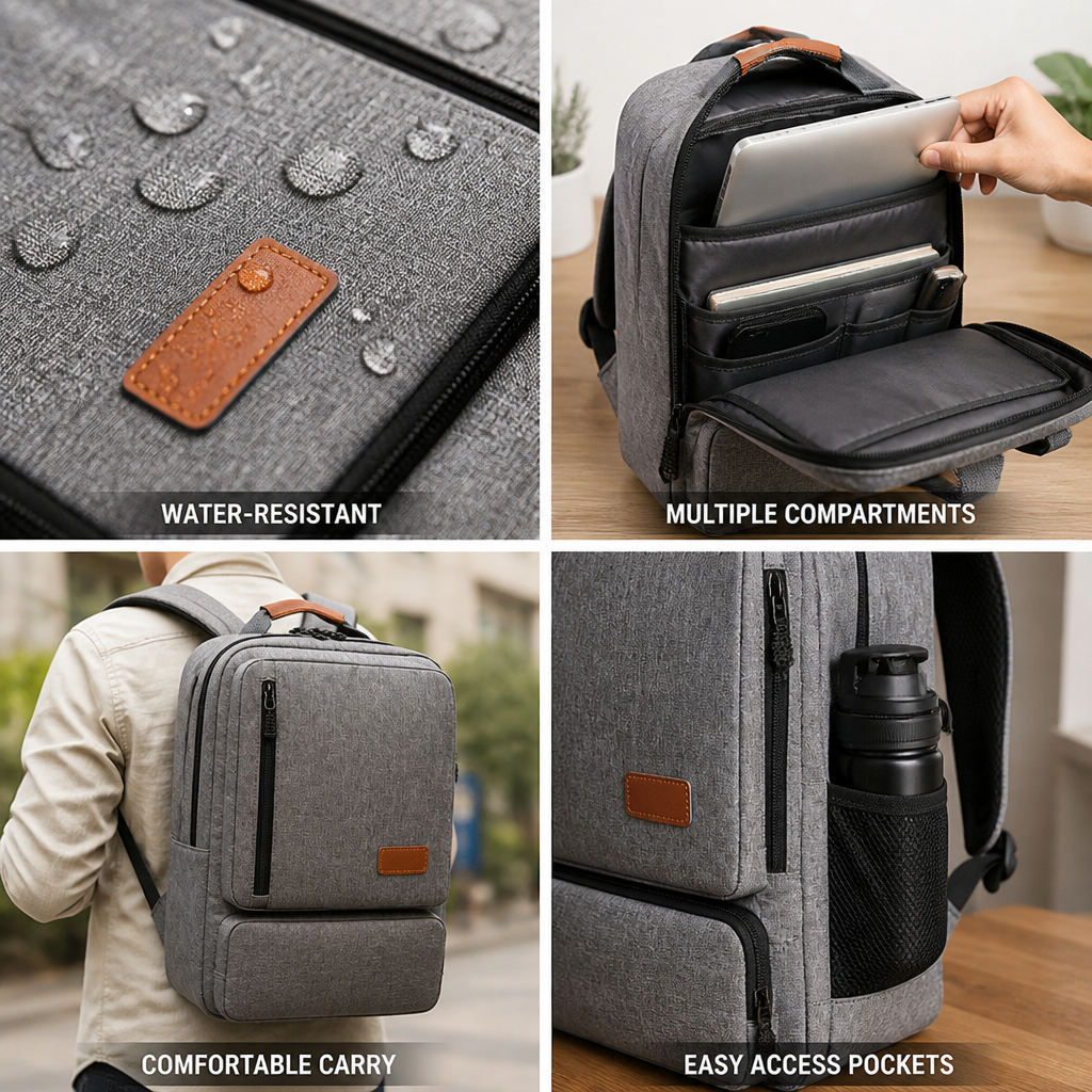 Water-Resistant Multi-Compartment Business Backpack