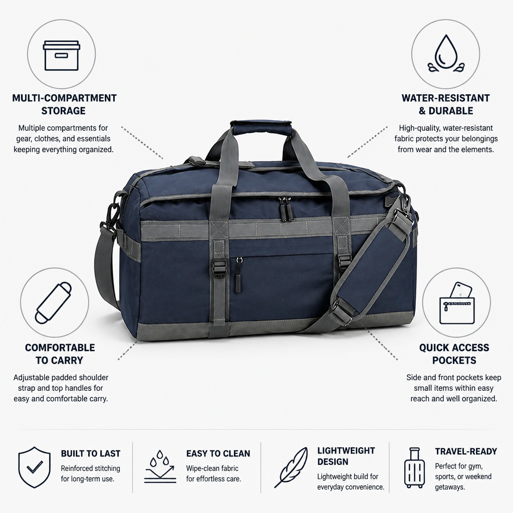 Water-Resistant & Multi-Compartment Duffel Bag