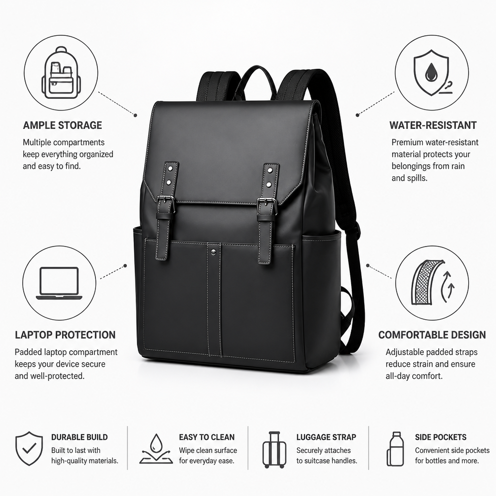 Water-Resistant Multi-Compartment Laptop Backpack