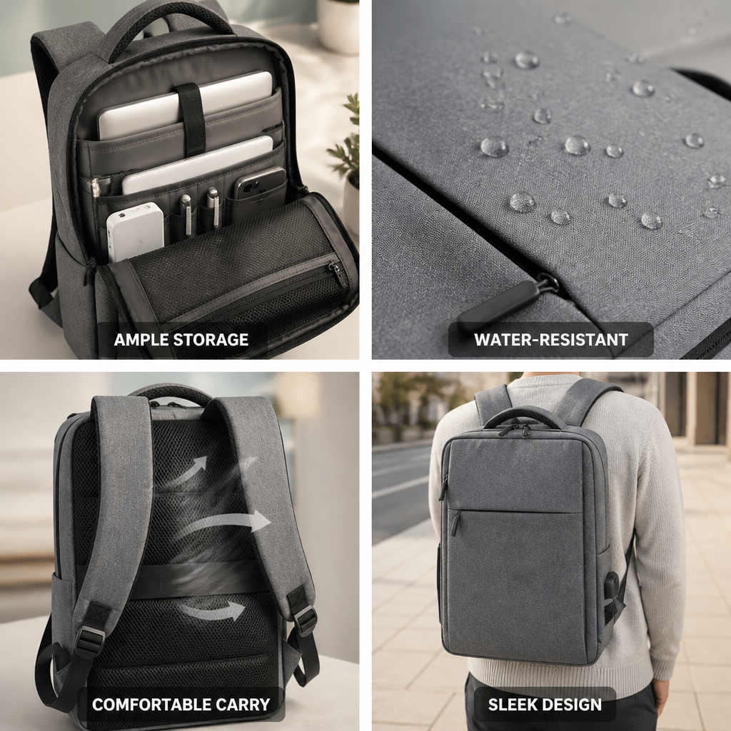 Water-Resistant Multi-Compartment Laptop Backpack (Fits 17-Inch)