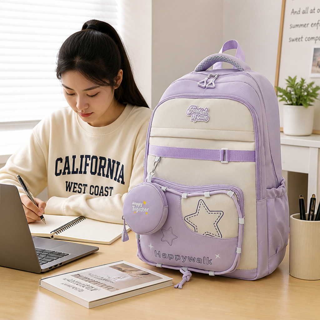 Water-Resistant Multi-Compartment School Backpack