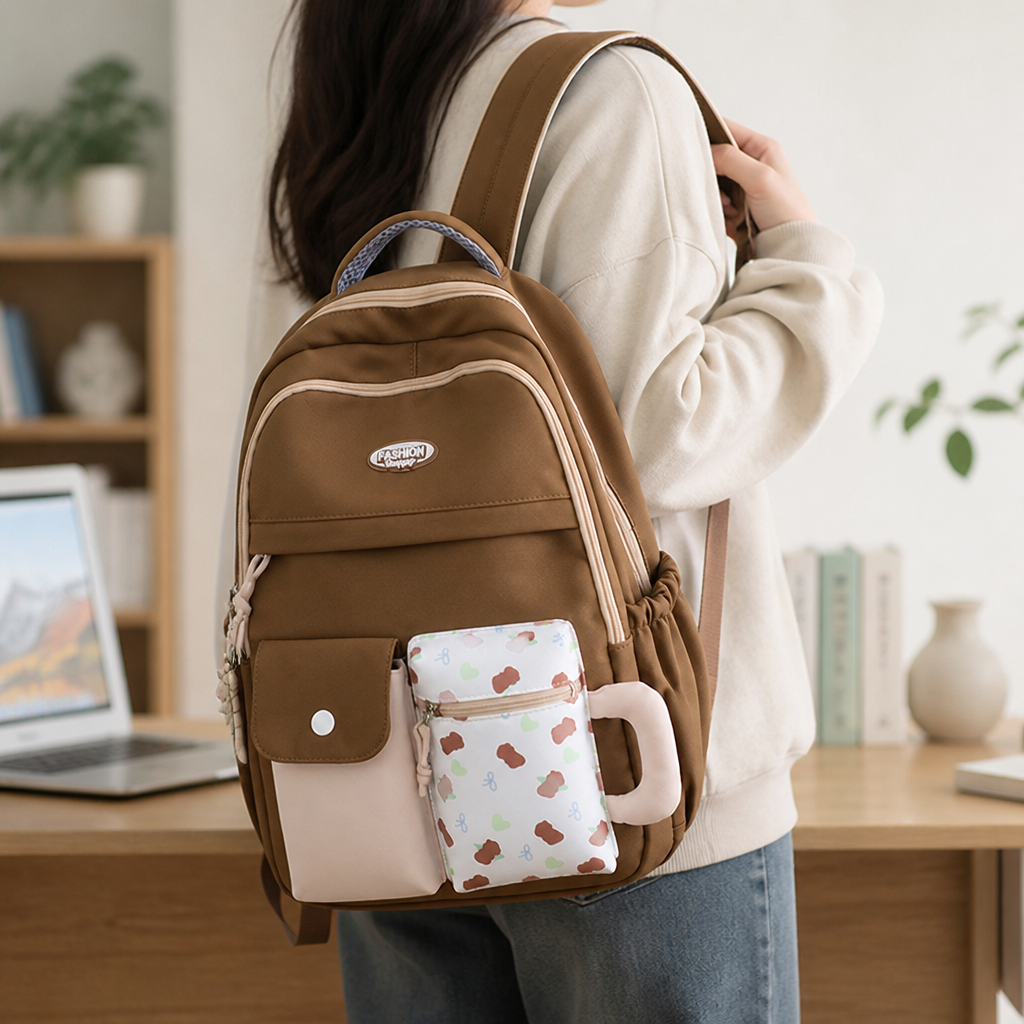 Water-Resistant Multi-Compartment School Backpack