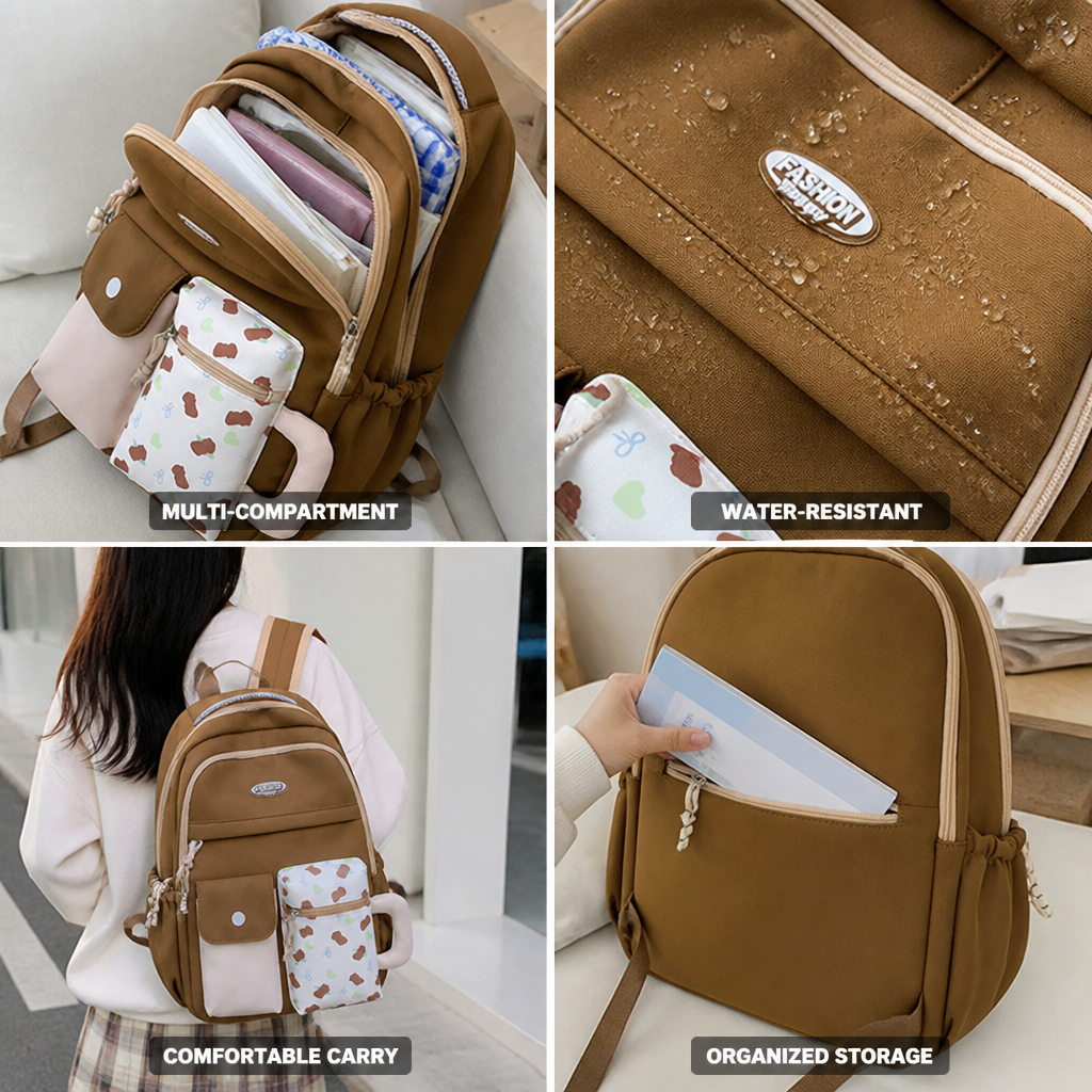 Water-Resistant Multi-Compartment School Backpack
